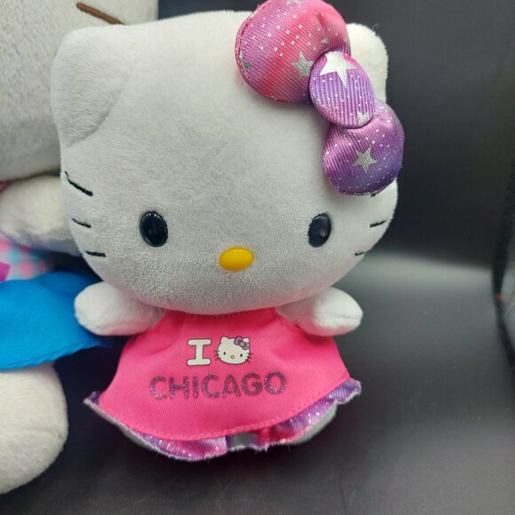 2 Hello Kitty Plush 2013 & 2014 Lg Blue Dress/Bow & Small Ty I Love Chicago Pink - Picture 6 of 8